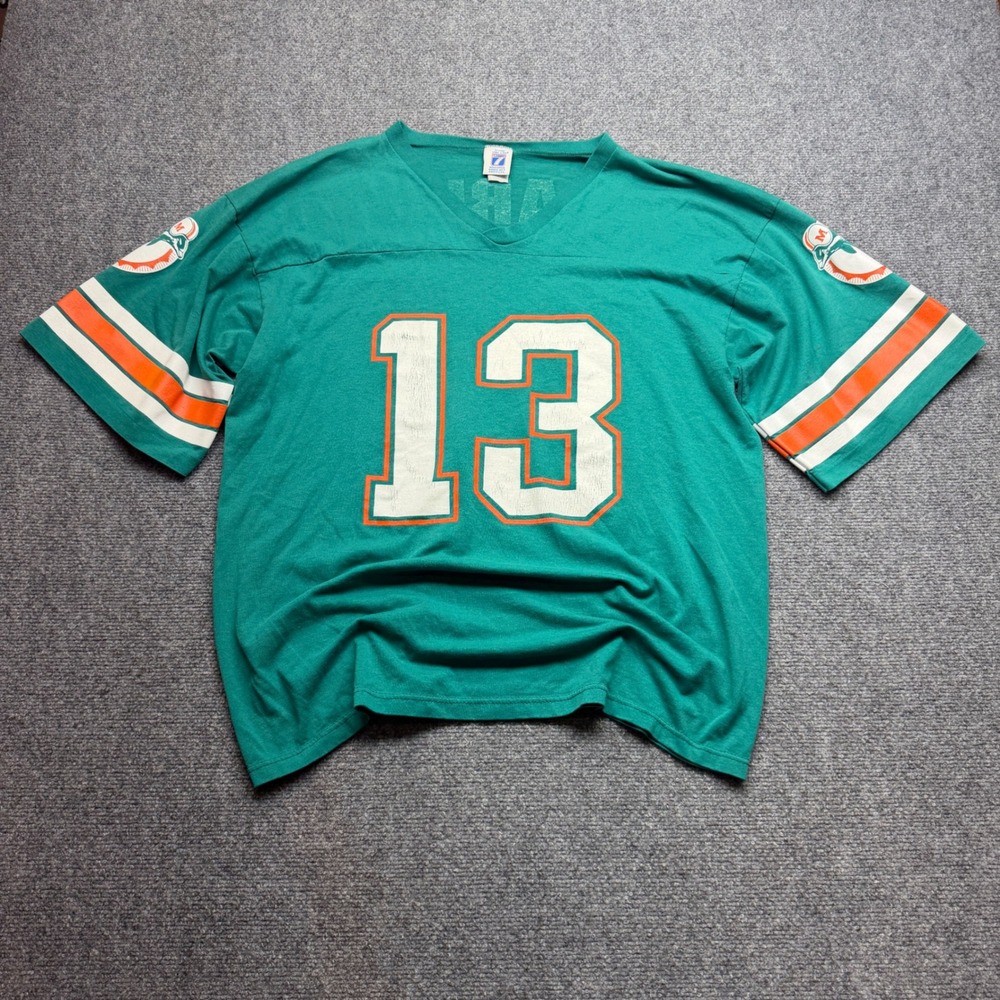 Vintage Logo 7 Miami Dolphins Dan Marino 13 Jersey Shirt Teal Green Mens Large